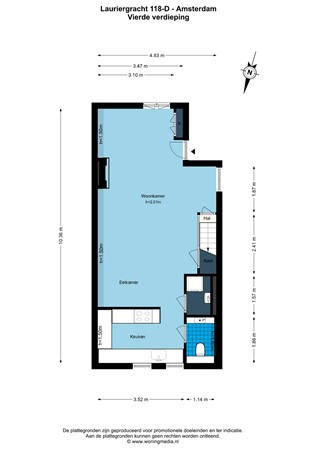 Floorplan - Lauriergracht 118D, 1016 RR Amsterdam